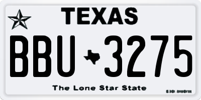 TX license plate BBU3275