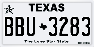 TX license plate BBU3283