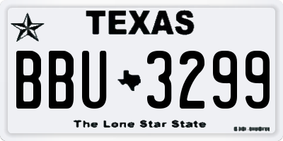 TX license plate BBU3299