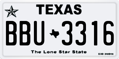 TX license plate BBU3316