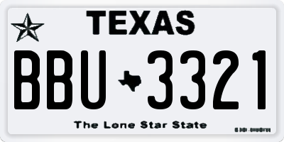 TX license plate BBU3321