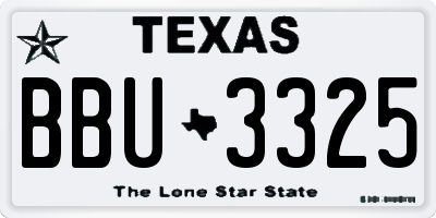TX license plate BBU3325