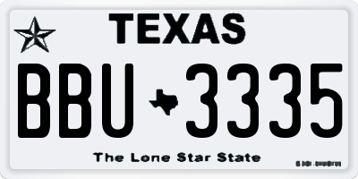 TX license plate BBU3335