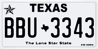 TX license plate BBU3343