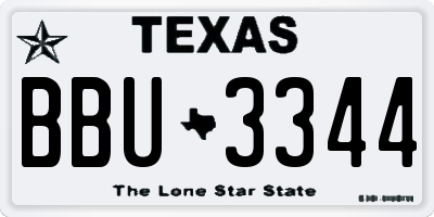 TX license plate BBU3344