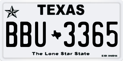 TX license plate BBU3365