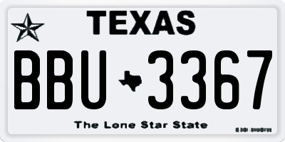 TX license plate BBU3367