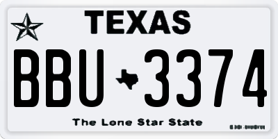 TX license plate BBU3374