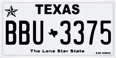 TX license plate BBU3375