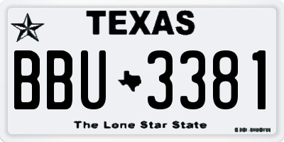 TX license plate BBU3381