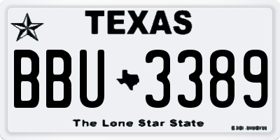 TX license plate BBU3389