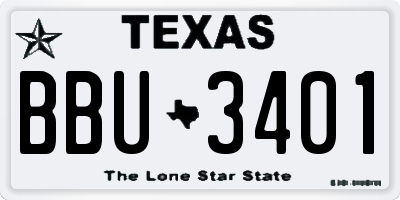 TX license plate BBU3401