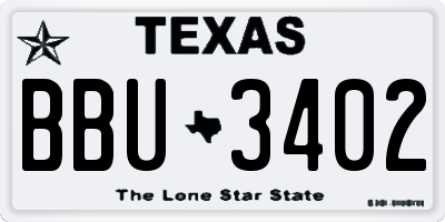 TX license plate BBU3402
