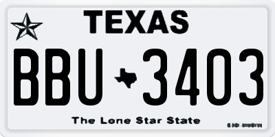 TX license plate BBU3403