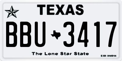 TX license plate BBU3417