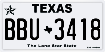 TX license plate BBU3418