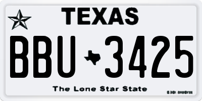 TX license plate BBU3425