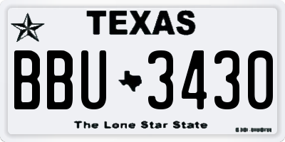 TX license plate BBU3430