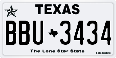 TX license plate BBU3434
