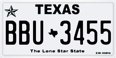 TX license plate BBU3455