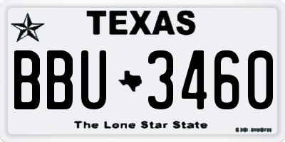TX license plate BBU3460