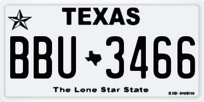 TX license plate BBU3466