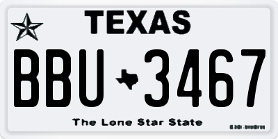TX license plate BBU3467