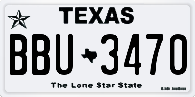 TX license plate BBU3470