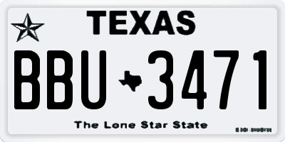 TX license plate BBU3471