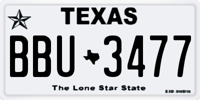 TX license plate BBU3477