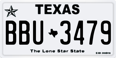 TX license plate BBU3479