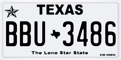 TX license plate BBU3486