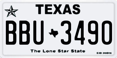 TX license plate BBU3490