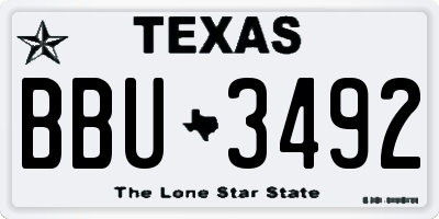 TX license plate BBU3492