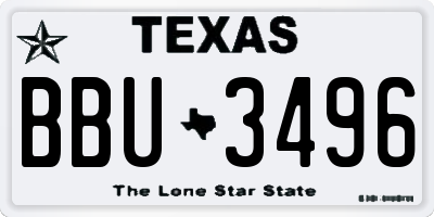 TX license plate BBU3496