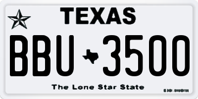 TX license plate BBU3500