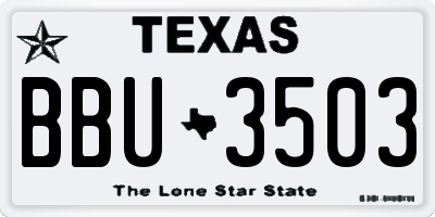TX license plate BBU3503