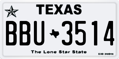TX license plate BBU3514
