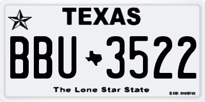TX license plate BBU3522