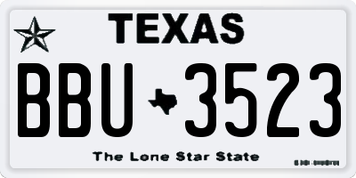 TX license plate BBU3523