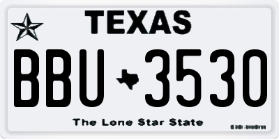 TX license plate BBU3530