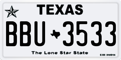 TX license plate BBU3533