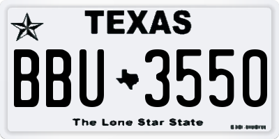 TX license plate BBU3550