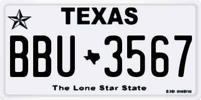 TX license plate BBU3567