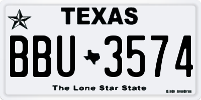 TX license plate BBU3574
