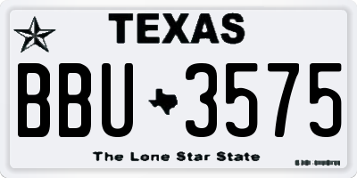 TX license plate BBU3575