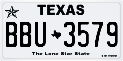 TX license plate BBU3579