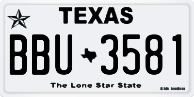 TX license plate BBU3581