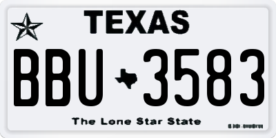 TX license plate BBU3583