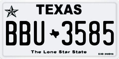 TX license plate BBU3585